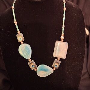 Handmade Necklace (stones and ceramic hand painted beads)